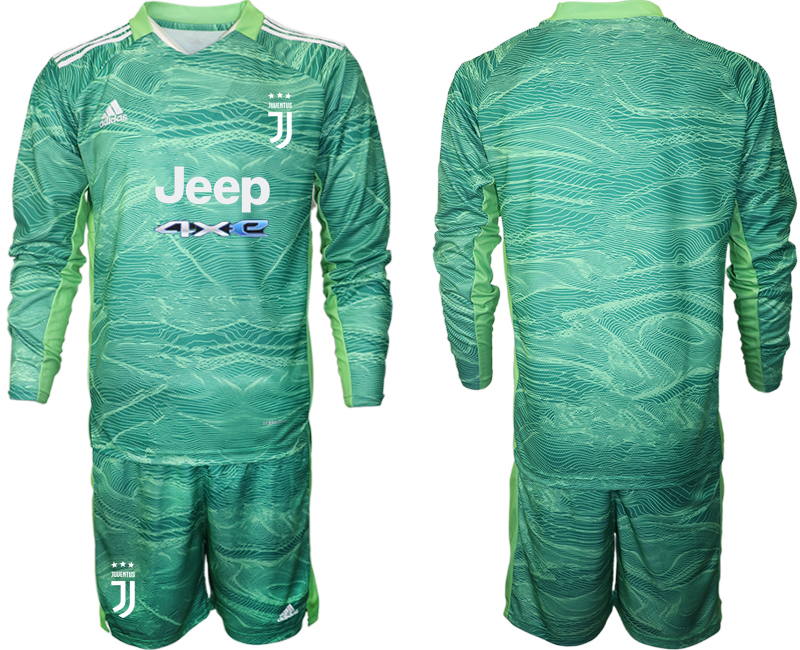 Men 2021-2022 Club Juventus green Goalkeeper Long Sleeve blank Adidas Soccer Jersey->juventus jersey->Soccer Club Jersey